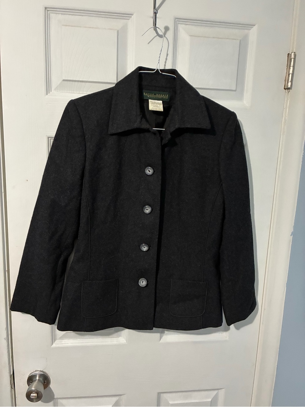 Harve Benard Black Button-Front Pea Coat